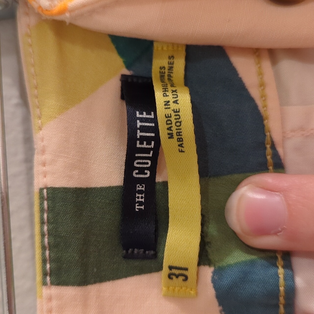 Anthropologie Wide-Leg Pants in Peach with Multicolor Swirl Print - Picture 6 of 10